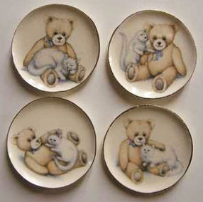 BYBCDD493 - 4 Teddy Bear &amp; Cat Platters