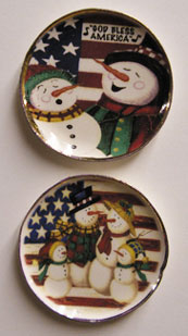 BYBCDD609 - Flag Snowman Platters