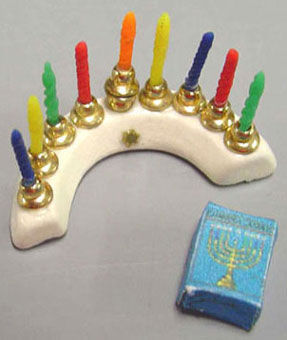 BYBJC25 - Round Ceramic Menorah with Candles