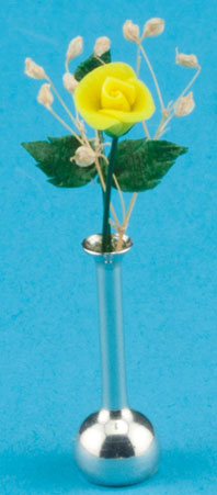CAR0103 - Single Rose, Yw, Asst. Alum &amp; Brass Vase