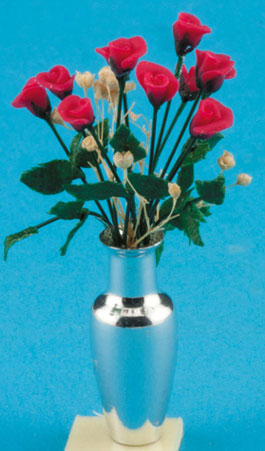 CAR0202 - Dz Dark Pink Roses In Alum Vase