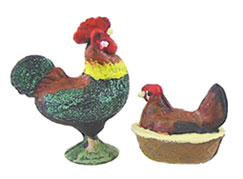 CAR0015 - Hen &amp; Rooster Banty Painted