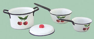 CAR1553 - Pot with Lid/2 Sauce Pans with Cherries
