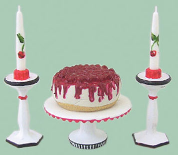 CAR1555 - Cheesecake On Dish with Candlesticks