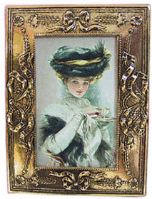 CARA2129 - Framed Picture Lady with Tea Cup
