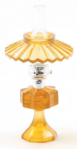 CB075A - Small Oil Lamp with Shade, Amber