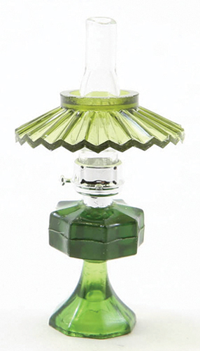 CB075G - Small Oil Lamp with Shade, Green