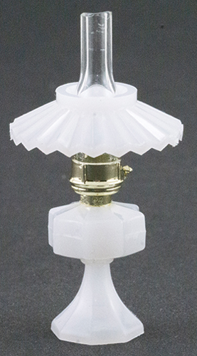 CB075M - Small Oil Lamp with Shade, Milk Glass