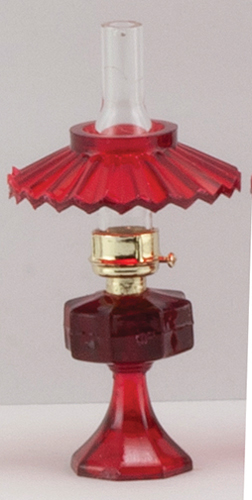CB075R - Small Oil Lamp with Shade, Red