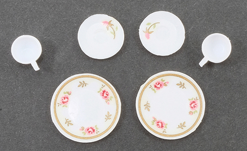 CB099P - Decorated Dishes, Pink, 6/Piece