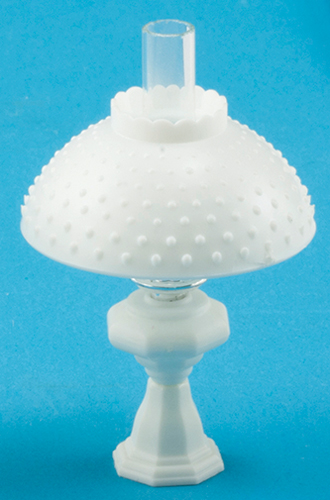 CB104W - Oil Lamp With Hobnail Shade, White