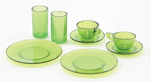 CB129G - Dishes, Green, 8/Piece