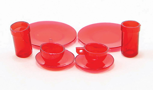 CB129R - Dishes, Red, 8/Piece