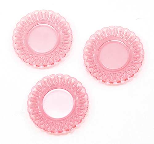 CB153P - Lace-Edged Plates, 3 Piece, Transparent Pink