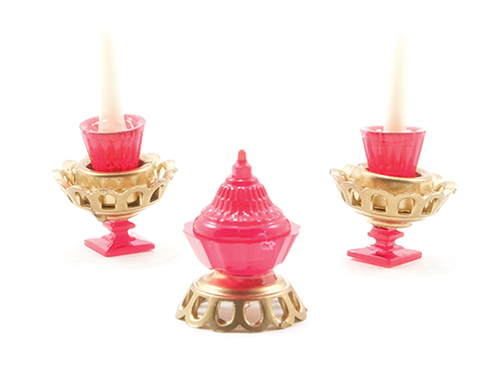 CB164 - Candlesticks with Candy Dish Set, 3 Piece