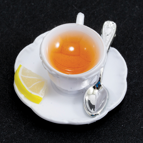 CB171 - Cup Of Hot Tea with Lemon On Saucer with Spoon