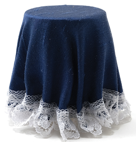 CB173N - Skirted Table: Navy Blue with Lace Trim