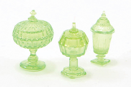 CB68G - Candy Dishes, 3Pc Green