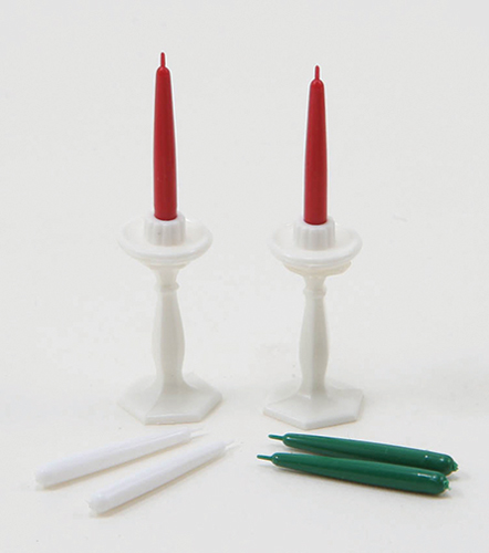 CB71 - White Candlesticks (2) With Candles