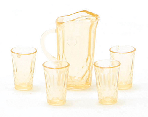 CB88A - Pitcher with 4 Glasses, Amber
