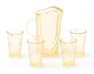 CB88A - Pitcher with 4 Glasses, Amber