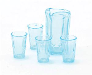 CB88B - Pitcher with 4 Glasses, Blue