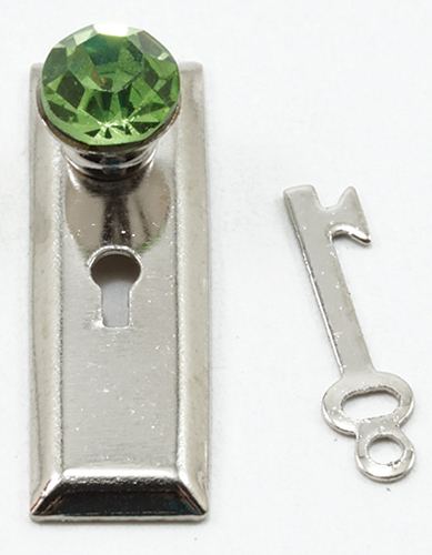 CLA05652 - Green Crystal Classic Knob W/Key, 2Pk, Satin Nicke