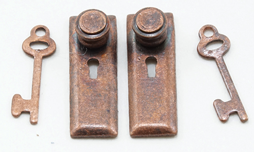 CLA05693 - 1/2 Scale Door Knob, Keyplate, Keys, Bronze, 6Pk