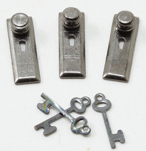 CLA05694 - 1/2 Scale Door Knob, Keyplate, Keys, Pewter, 6Pk