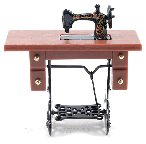 CLA07783 - Sewing Machine on Light Brown Stand, Resin/Metal  ()