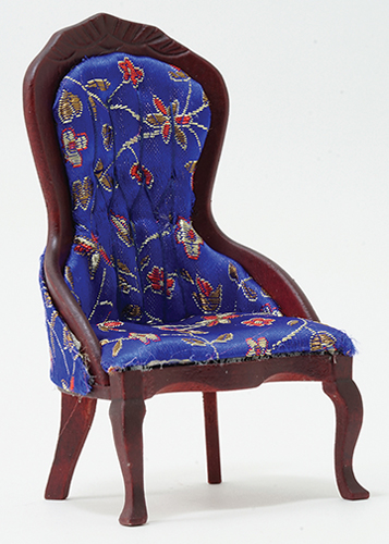 CLA10093 - Victorian Lady&#39;s Chair, Mahogany with Blue Floral Fabric  ()