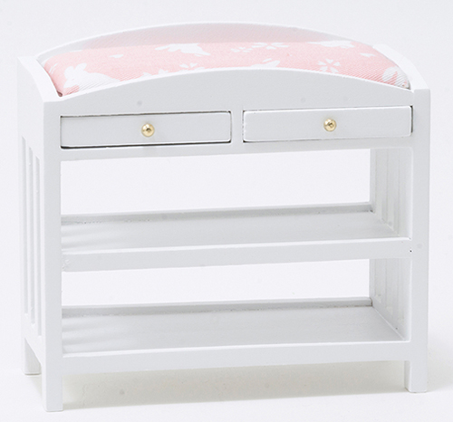 CLA10606 - White Changing Table, Slatted, Pink Mattress