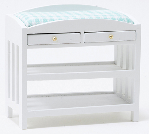 CLA10619 - Changing Table, Slatted, White with Blue Mattress  ()