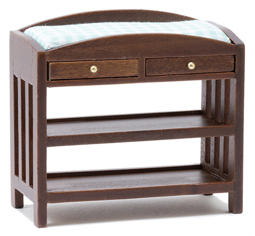 CLA10621 - Changing Table, Slatted, Walnut with Blue Mattress  ()