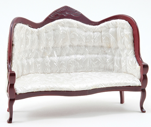 CLA10698 - Victorian Sofa, Mahogany,  White Brocade  ()