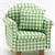 CLA10779 - Chair with Pillow, Green/White Checked, NEW DESIGN
