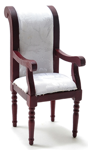CLA10849 - Armchair, Mahogany with White Fabric  ()