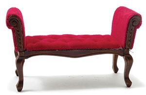 CLA10943 - Settee, Walnut, with Red Fabric  ()