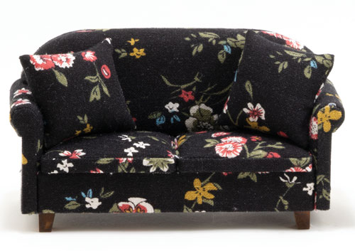 CLA10956 - Sofa With Pillows, Black Floral (New Design)