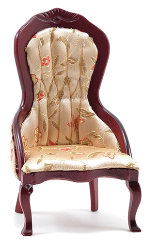 CLA10966 - Victorian Lady&#39;s Chair, Mahogany W/Floral Fabric  ()