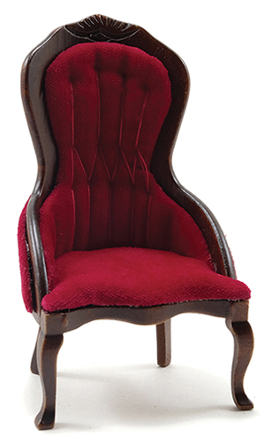 CLA10969 - Victorian Lady&#39;s Chair, Walnut with Red Velour Fabric  ()