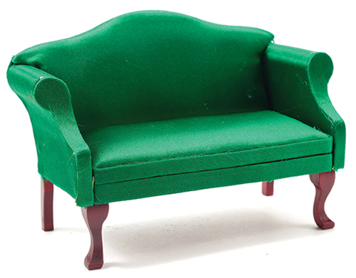 CLA10991 - Sofa, Mahogany with Emerald Green Fabric  ()