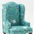 CLA12006 - Chair, Mahogany with Turquoise Fabric  ()