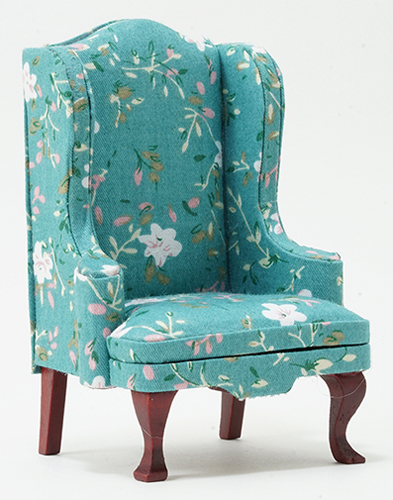 CLA12006 - Chair, Mahogany with Turquoise Fabric  ()