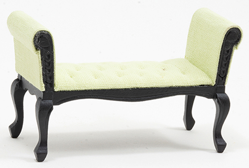 CLA12007 - Settee, Black With Green Fabric  ()