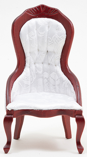 CLA12041 - Victorian Lady&#39;s Chair, Mahogany with White Brocade Fabric  ()