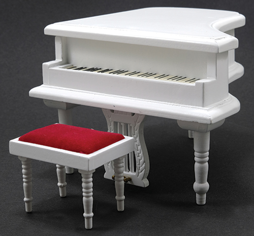 CLA91405 - Baby Grand Piano with Stool, White
