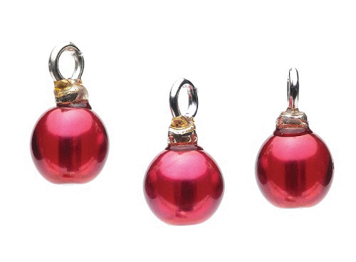 CLD207 - Red Pearl Ornaments, 3pc