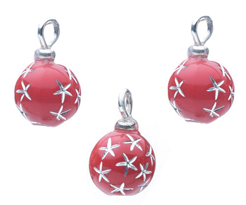 CLD2116 - Red Starburst Ornaments, Pkg. 3