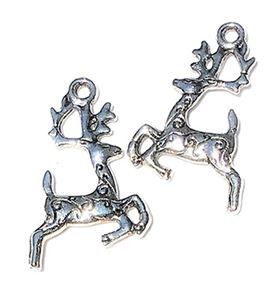 CLD214 - Silver Reindeer Ornament, Pkg. 2